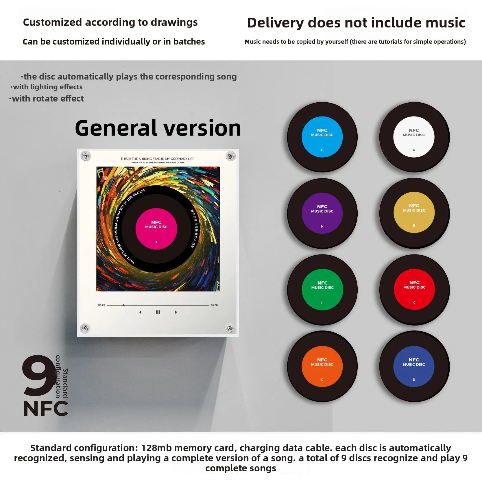 Star Rotating Disc Night Light Magnetic Refrigerator NFC Induction Jukebox Synthetic Resin Creative Ornaments Made in China